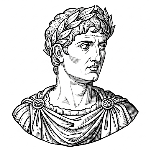 Historical portrait of Augustus, Roman Emperor who ruled from 27 BC to 14 AD