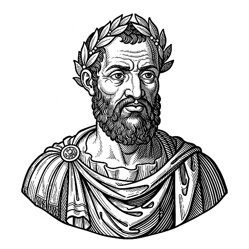 Historical portrait of Macrinus, Roman Emperor who ruled from 217 AD to 218 AD
